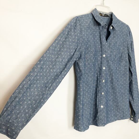 Outback Red Anchor Print 100% Cotton Button Down Shirt Size XS - Picture 5 of 11